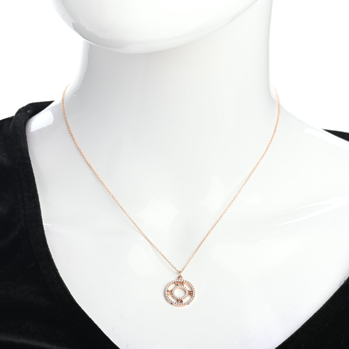 18K Rose Gold Diamond Small Atlas Open Pave Pendant Necklace