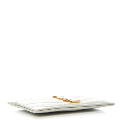 Saint Laurent Grain De Poudre Matelasse Chevron Monogram Credit Card Case Crema Soft 4 of 5
