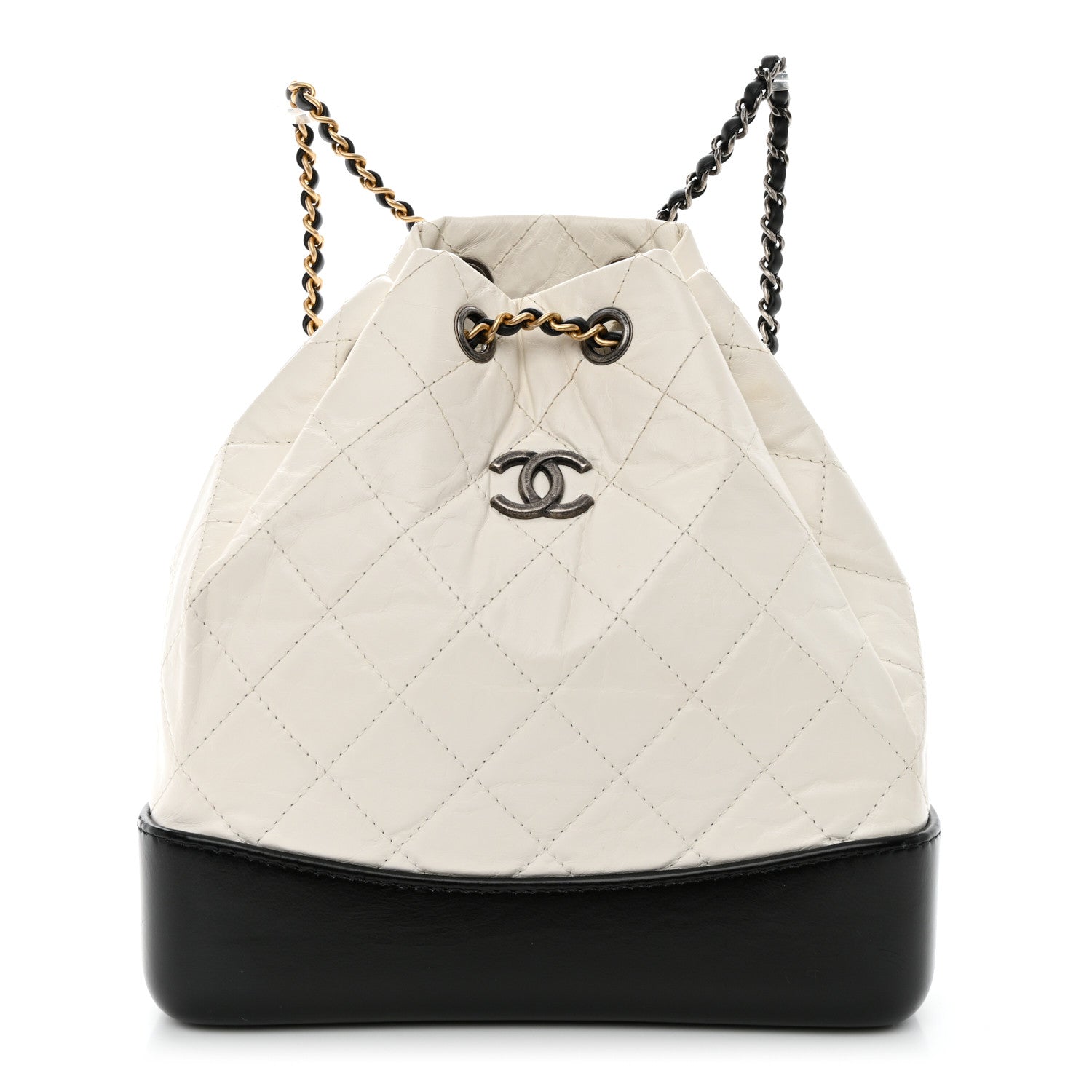 Chanel Aged Calfskin Quilted Small Gabrielle Backpack Black White 1 of 14