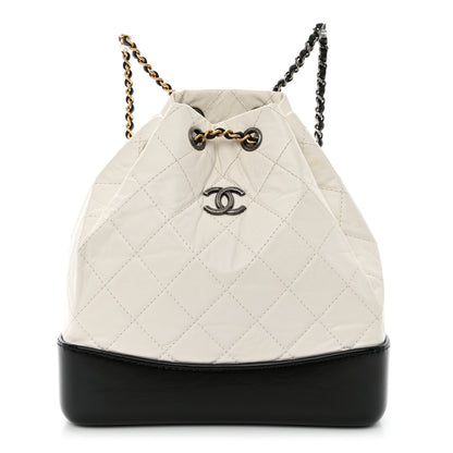Chanel Aged Calfskin Quilted Small Gabrielle Backpack Black White 1 of 14