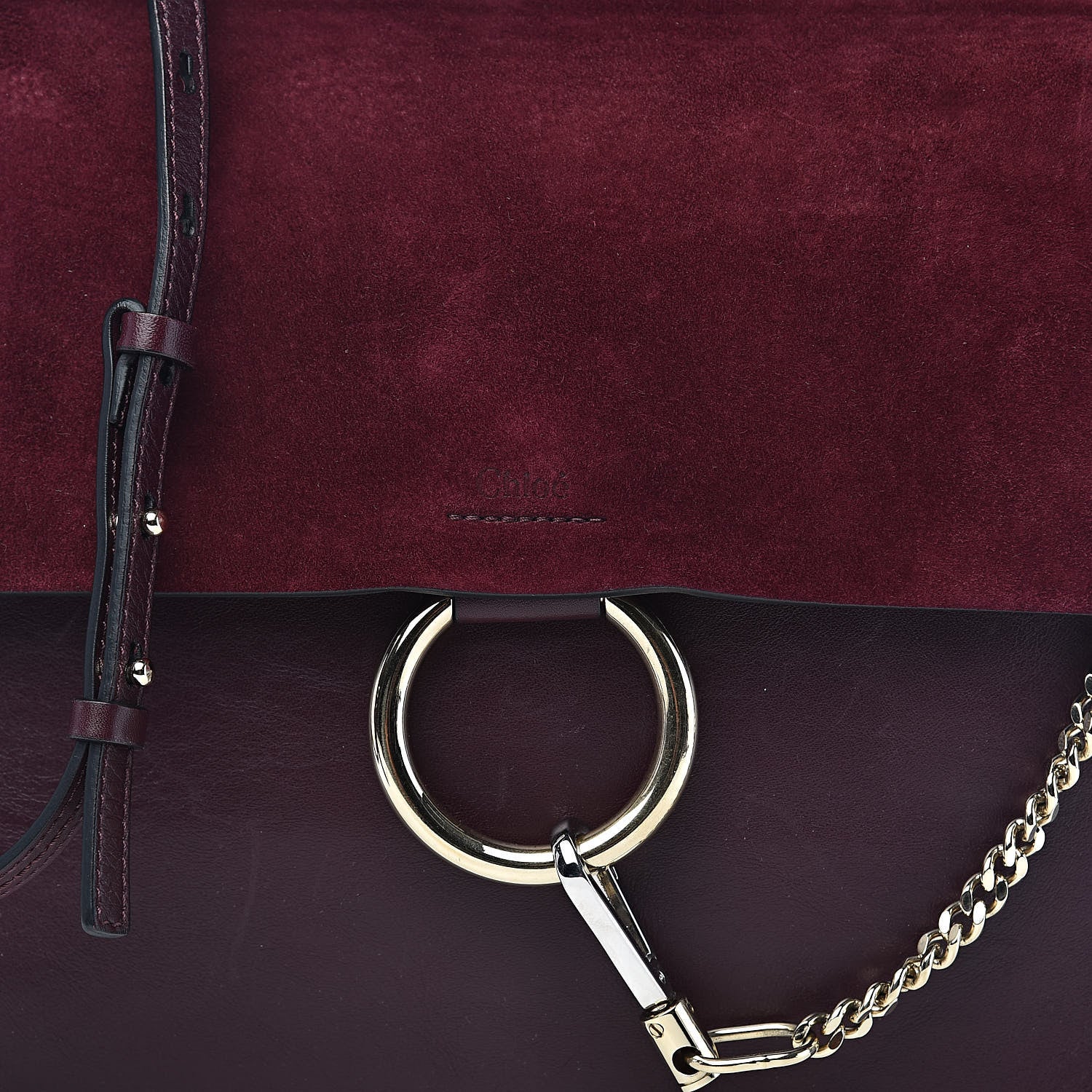 Chloe Suede Calfskin Medium Faye Shoulder Bag Dark Purple 11 of 11