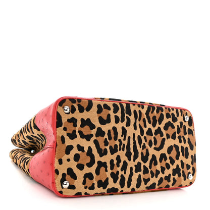 Prada Calf Hair Ostrich Leopard Print Medium Double Bag Miele Voyage 4 of 10