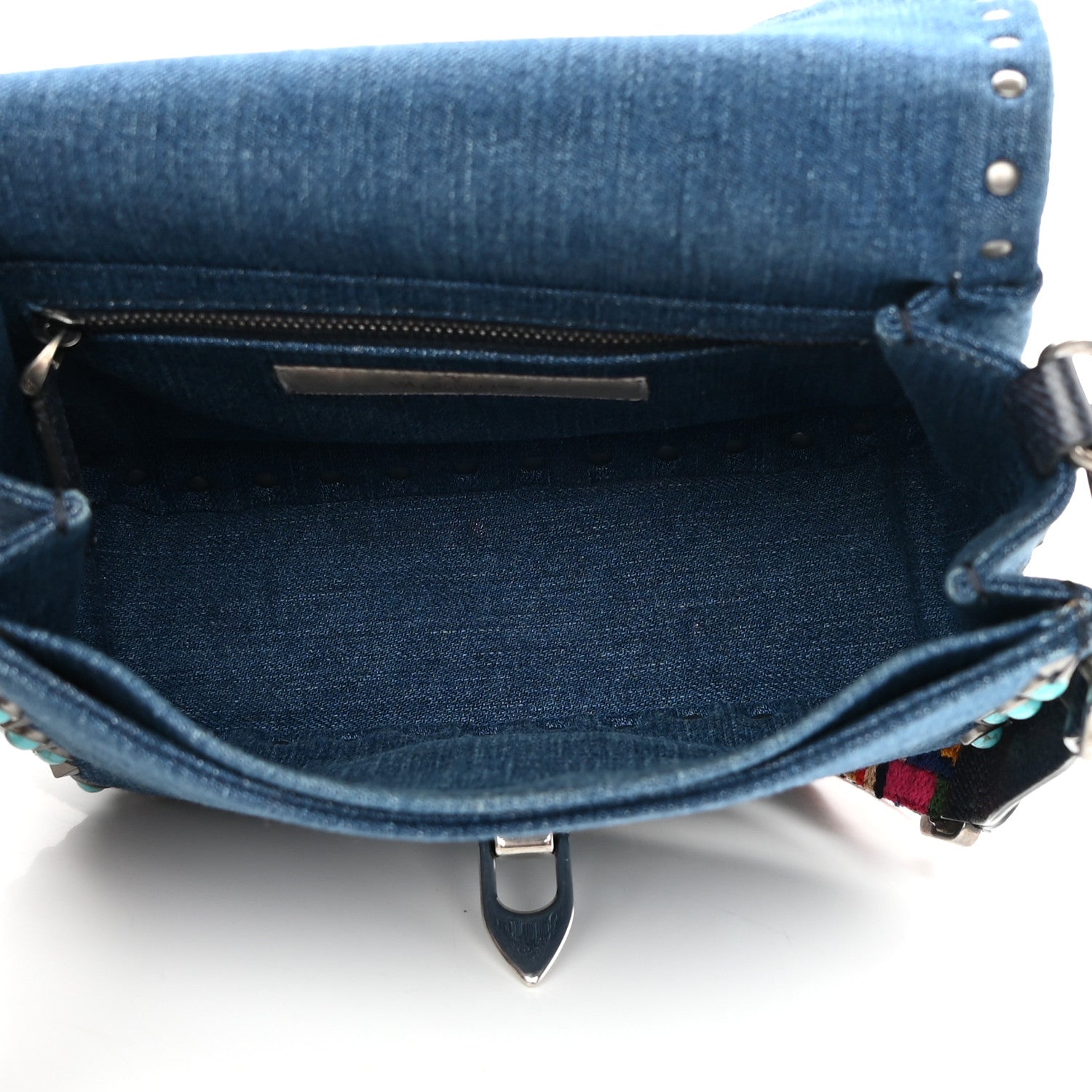 Valentino Garavani Denim Guitar Strap Rockstud Rolling Shoulder Flap Messenger Bag 5 of 14