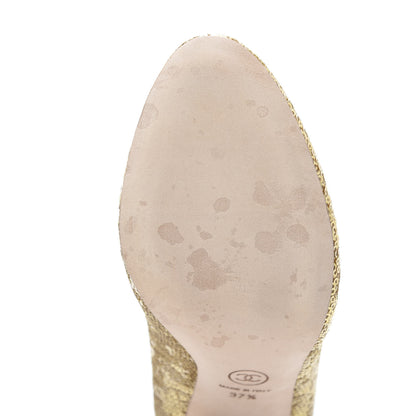 Chanel Sequin Pumps 37.5 Gold 8 of 12