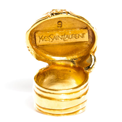 Saint Laurent Glass Cabochon Arty Ovale Ring 9 Gold Pink 3 of 3