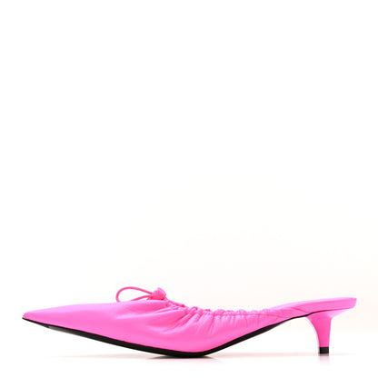 Balenciaga Smooth Nappa Pointed Toe Scrunch Knife 40mm Mules 38 Fluo Pink 1 of 10