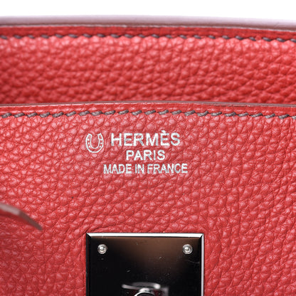 Hermes Togo Bi Color Horseshoe Birkin 35 Rouge Garance Chocolate 22 of 33
