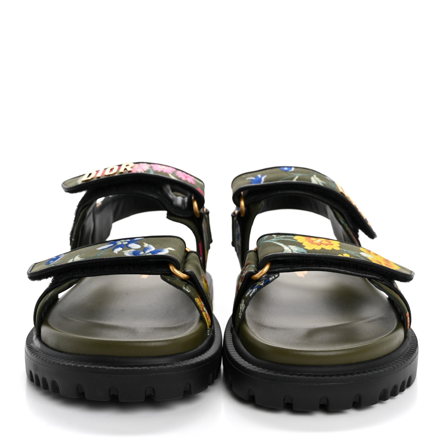 Christian Dior Technical Fabric Petites Fleurs Print Dioract Sandals 36 Kaki 3 of 11
