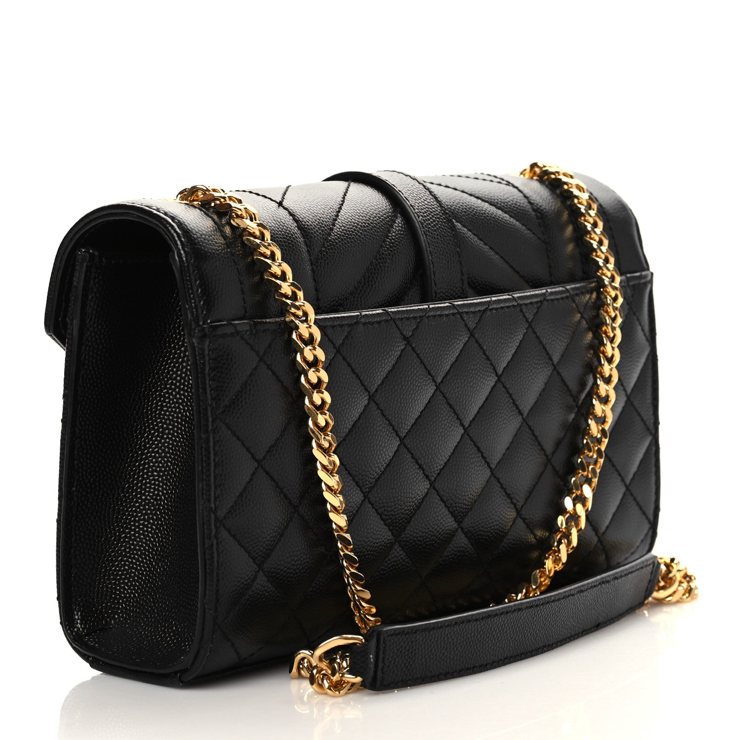 Saint Laurent Grain De Poudre Tri-Quilt Small College Monogram Satchel Black 3 of 6