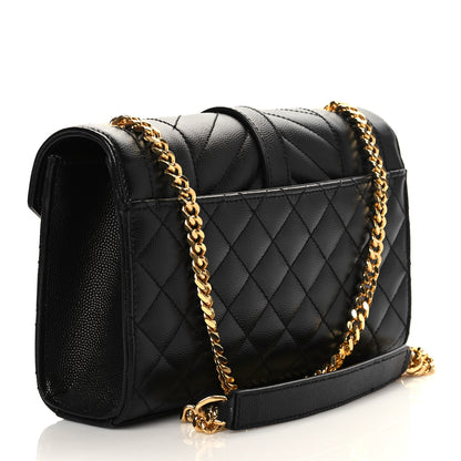 Saint Laurent Grain De Poudre Tri-Quilt Small College Monogram Satchel Black 3 of 6