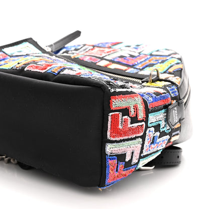 Fendi Nylon Vitello Liberty Sequin Fun Fair Embroidered Mini Backpack Black Multicolor 8 of 8
