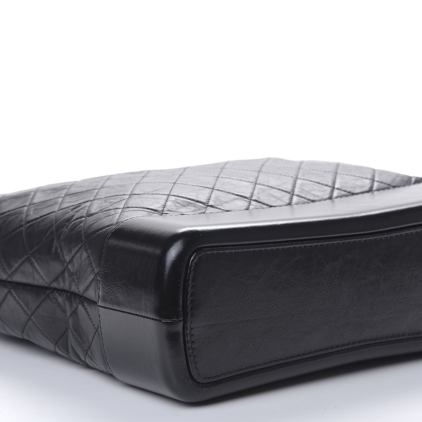 Aged Calfskin Quilted Maxi Gabrielle Hobo Black
