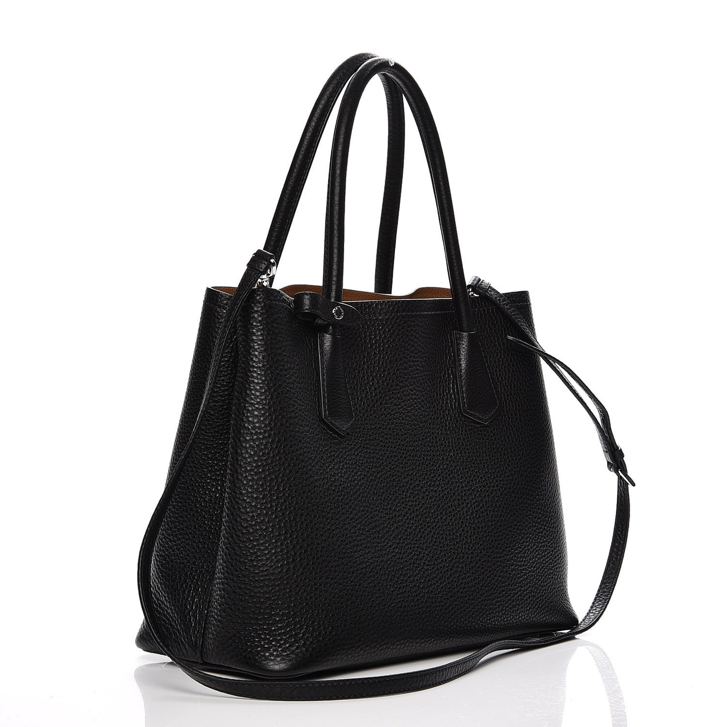 Vitello Daino Small Double Tote Black Cuoio
