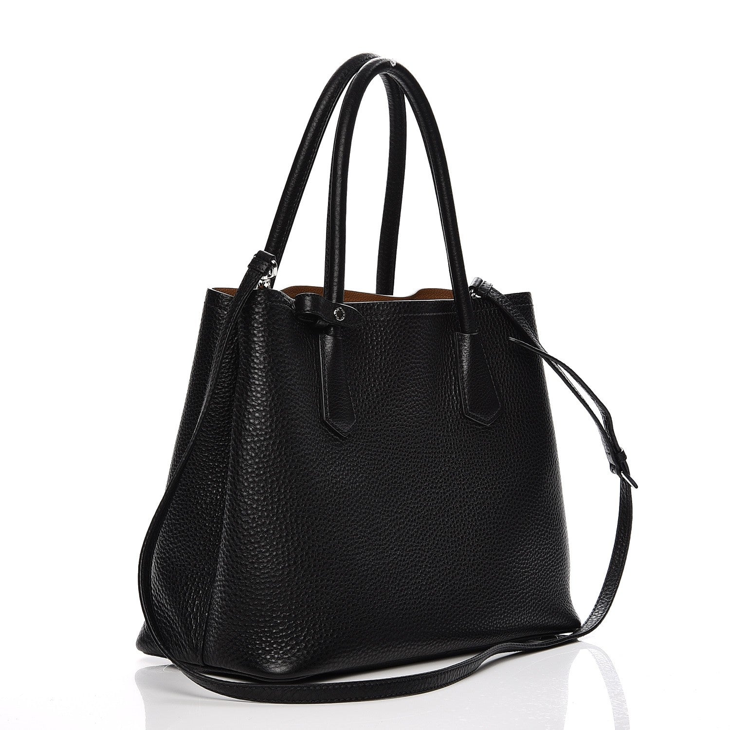 Prada Vitello Daino Small Double Tote Black Cuoio 4 of 11
