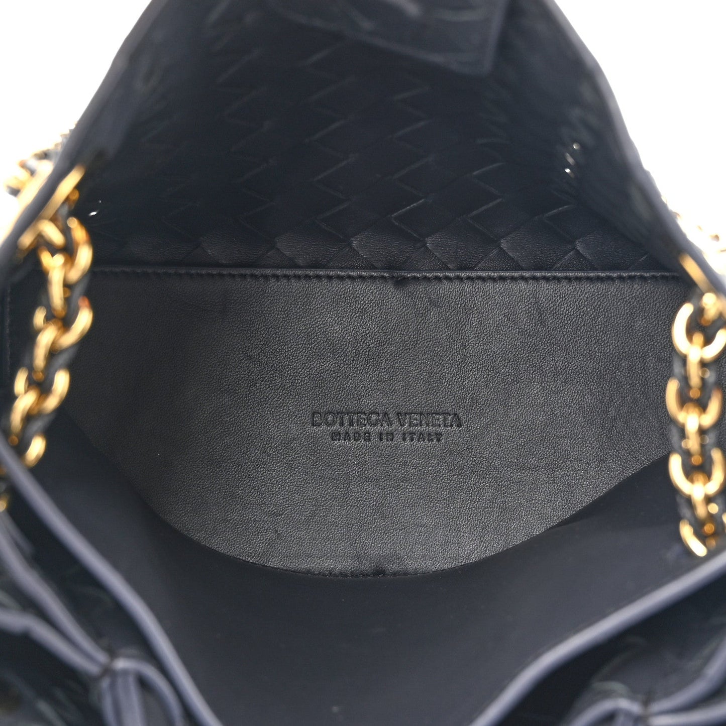 Nappa Intrecciato Small Andiamo With Chain Shoulder Bag Deep Blue