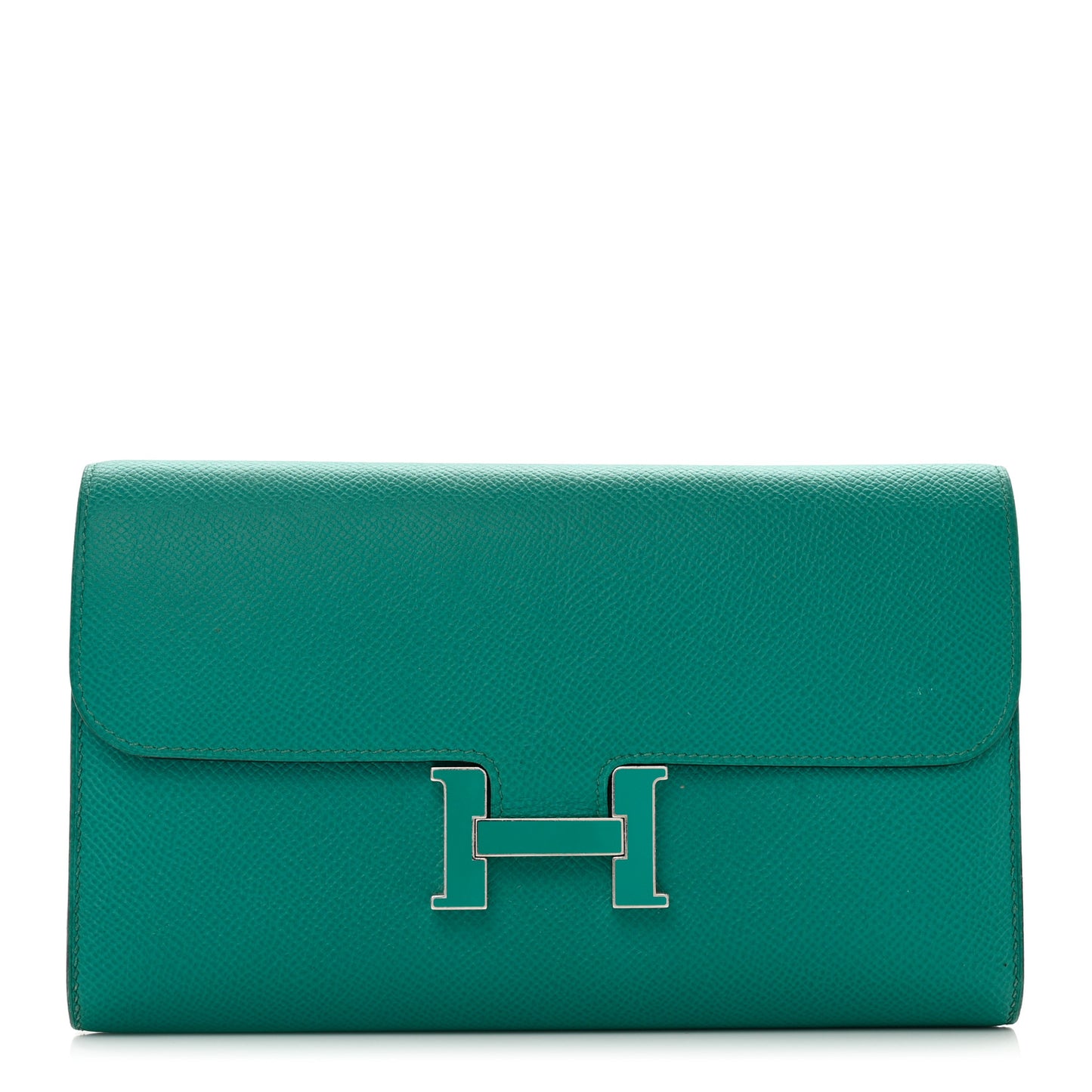 Epsom Enamel Constance Long Wallet Bleu Paon