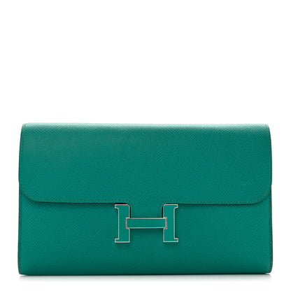 Hermes Epsom Enamel Constance Long Wallet Bleu Paon 1 of 7