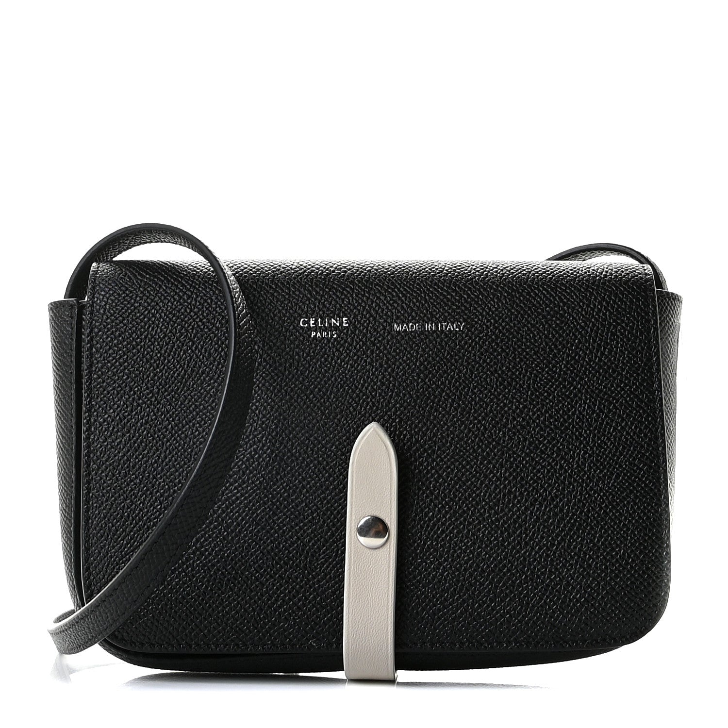 Celine Grained Calfskin Strap Clutch Black 1 of 10