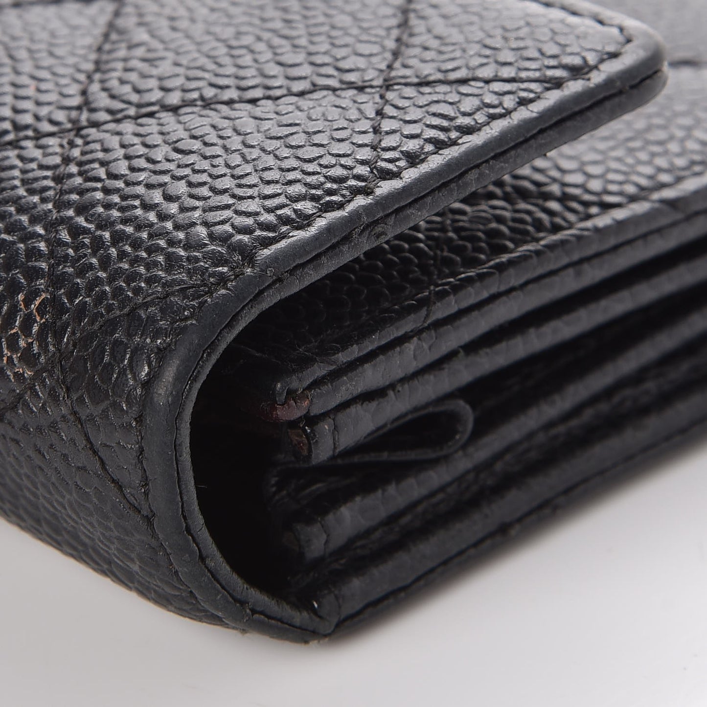 Caviar Quilted Large Gusset Flap Wallet Black