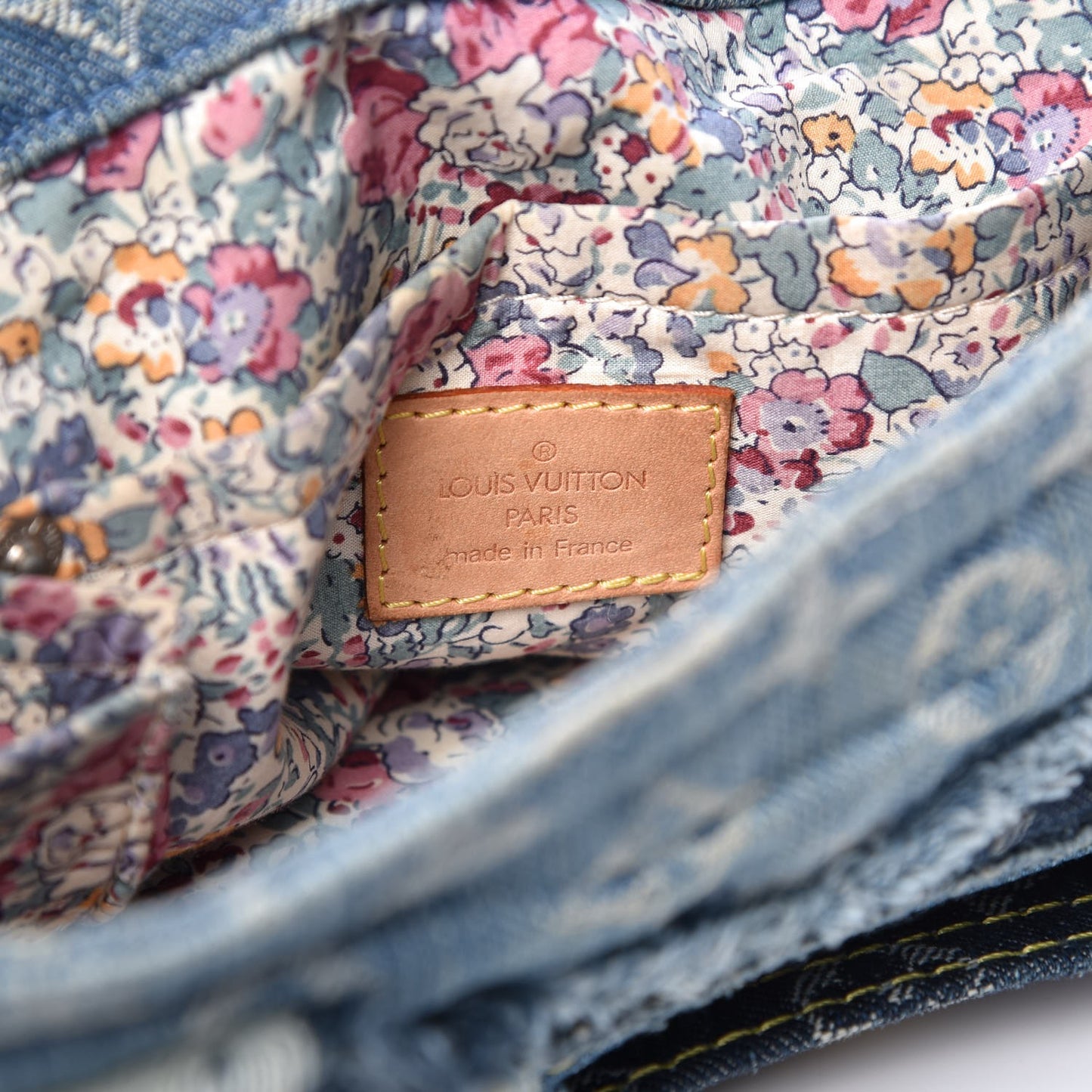 Denim Patchwork Posty Messenger Bag Blue
