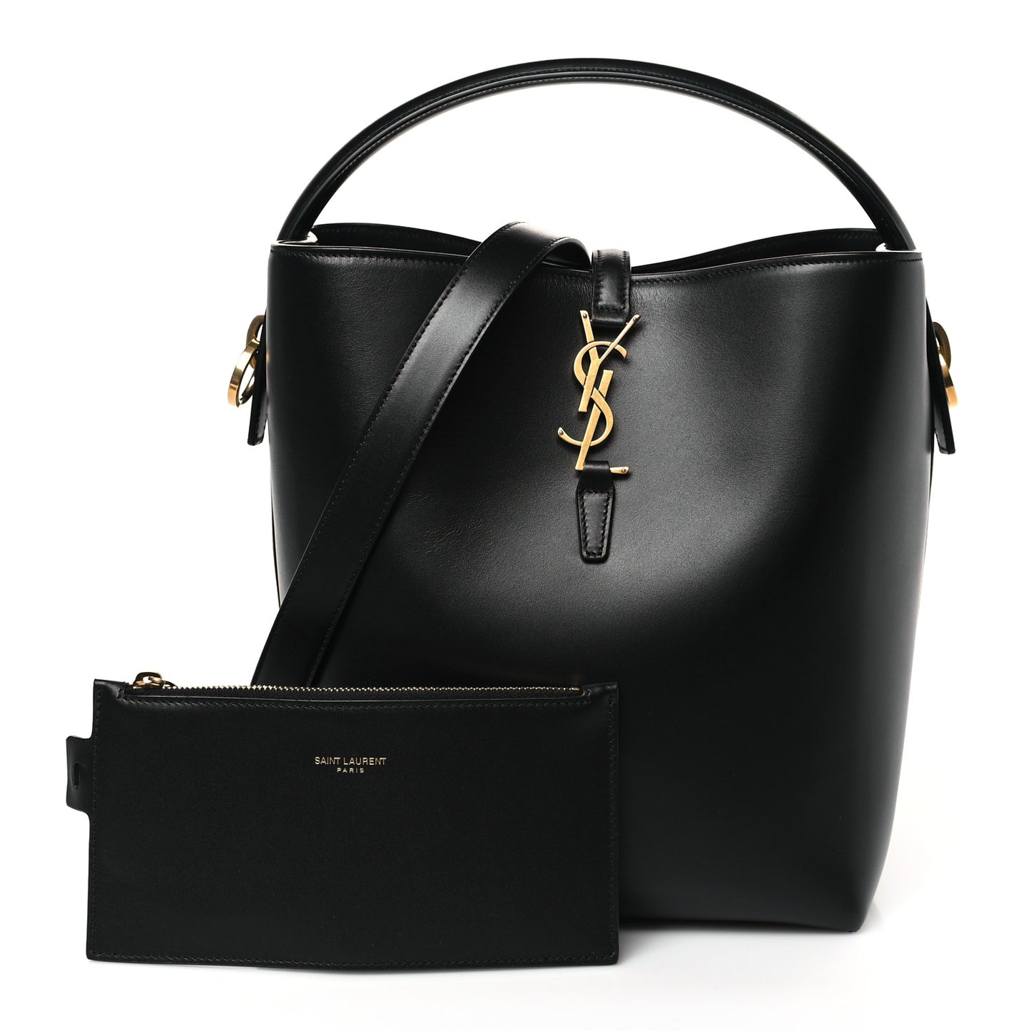 Shiny Calfskin Le 37 Bucket Bag Black