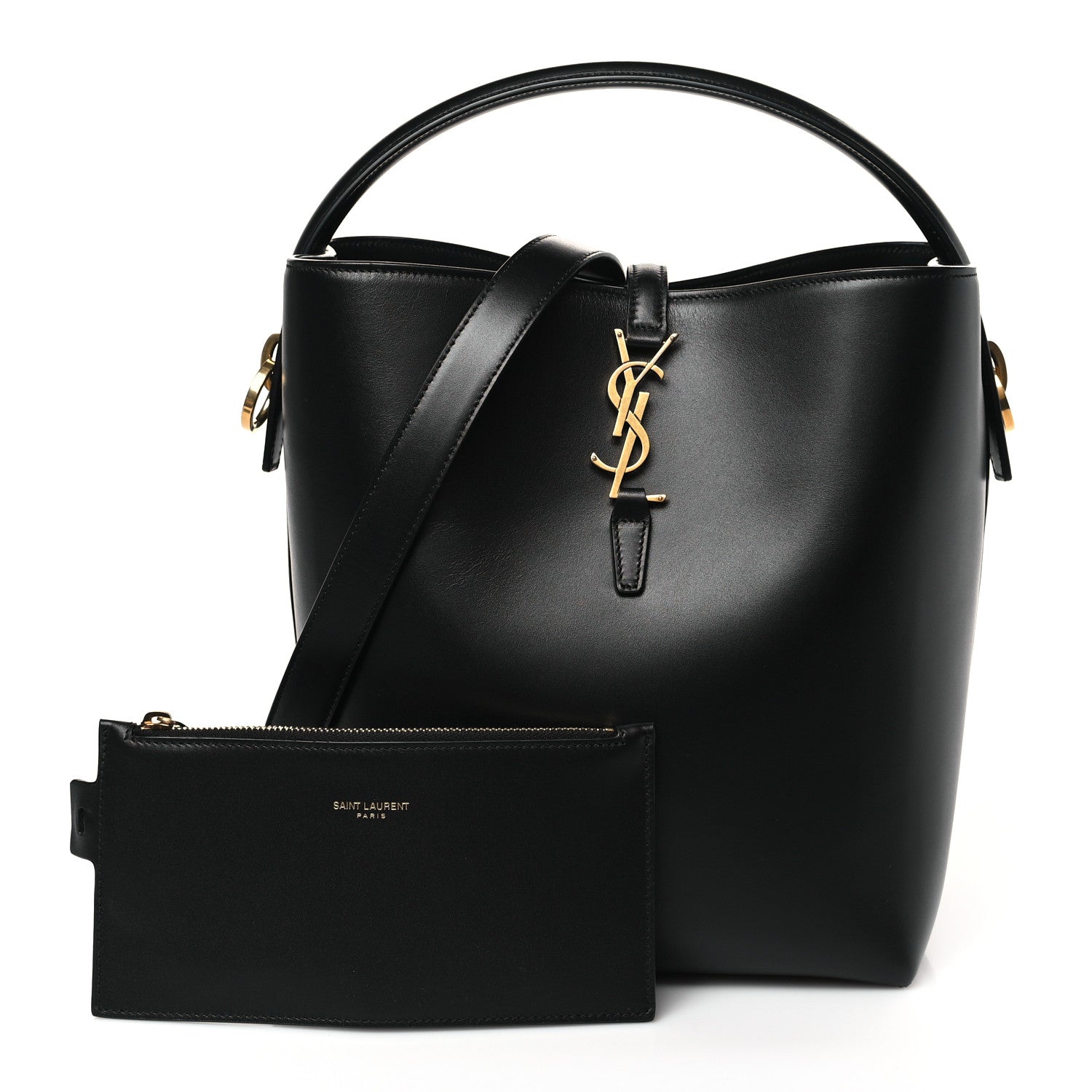 Saint Laurent Shiny Calfskin Le 37 Bucket Bag Black 1 of 9