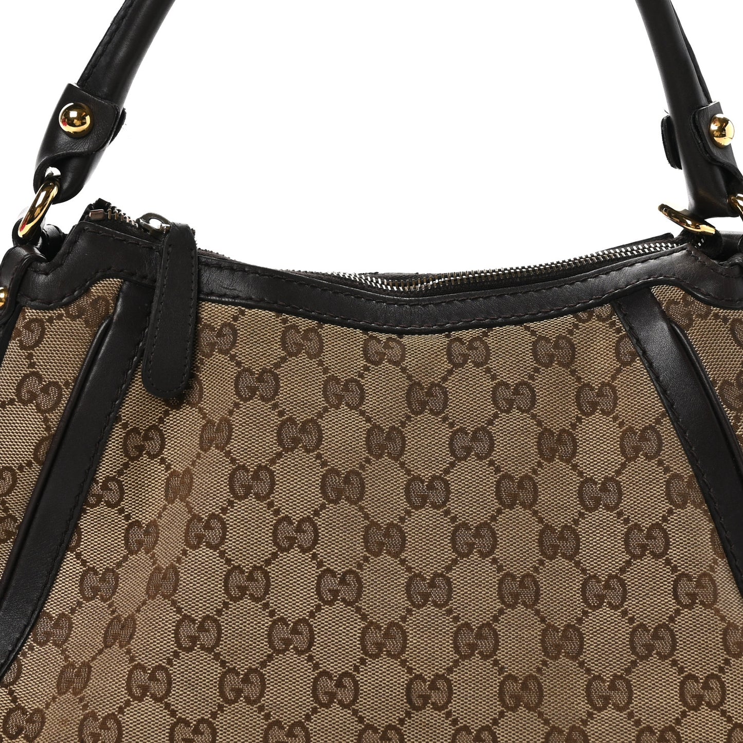 Monogram Small Scarlett Studded Interlocking G Hobo Dark Brown