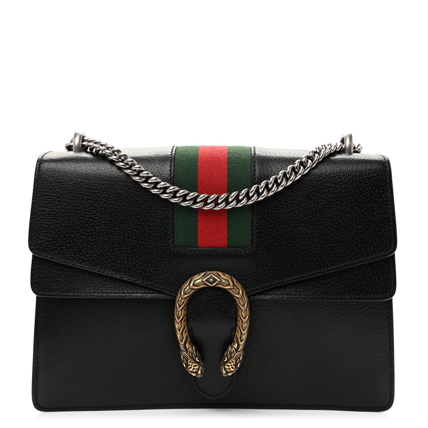 Gucci Calfskin Web Medium Dionysus Shoulder Bag Black 1 of 11