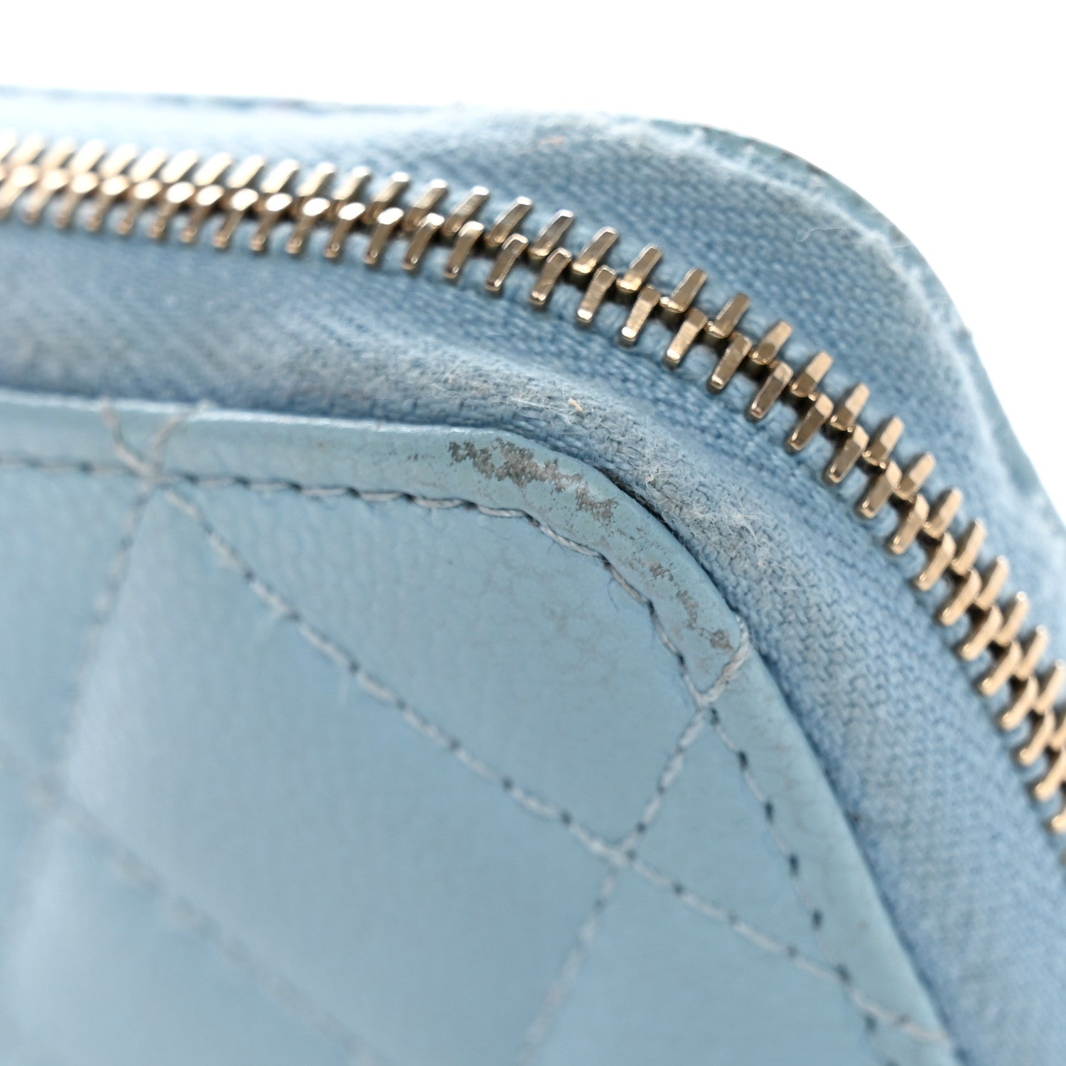 Chanel Caviar Quilted Zipped Key Holder Case Light Blue 17 of 19