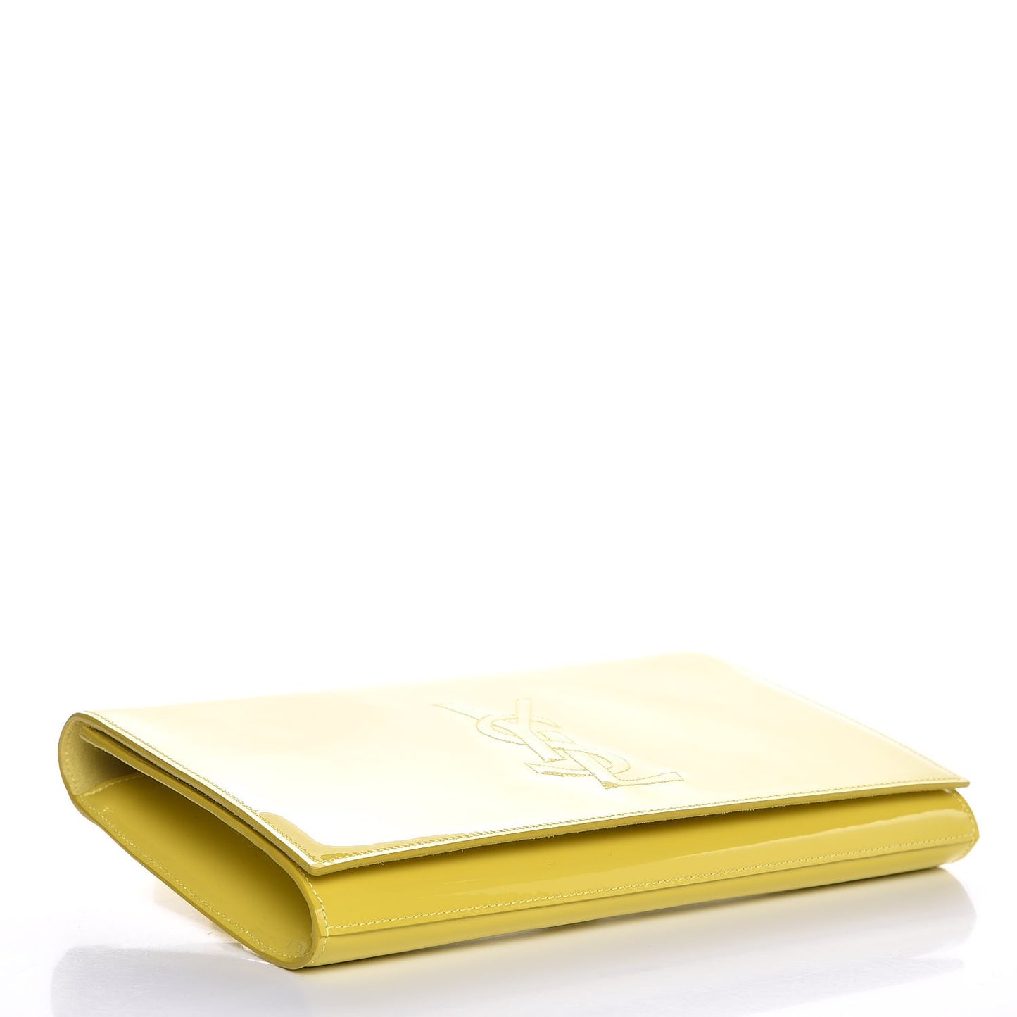 Patent Calfskin Monogram Large Belle De Jour Clutch Yellow