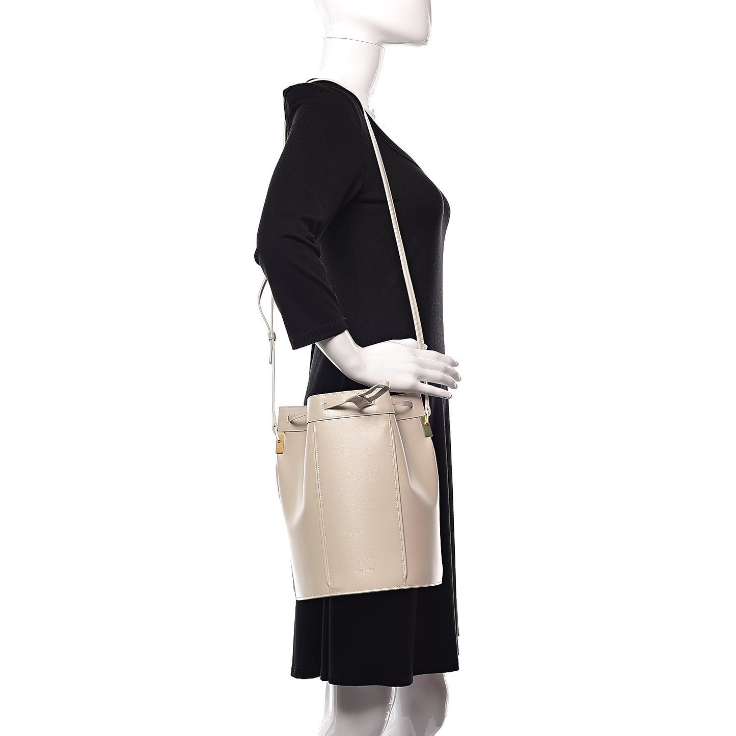 Smooth Calfskin Medium Talitha Bucket Bag Vintage White