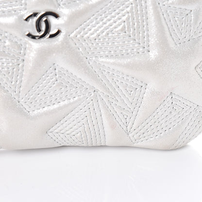 Chanel Metallic Lambskin Star Embossed Coin Purse Case Light Silver 10 of 13