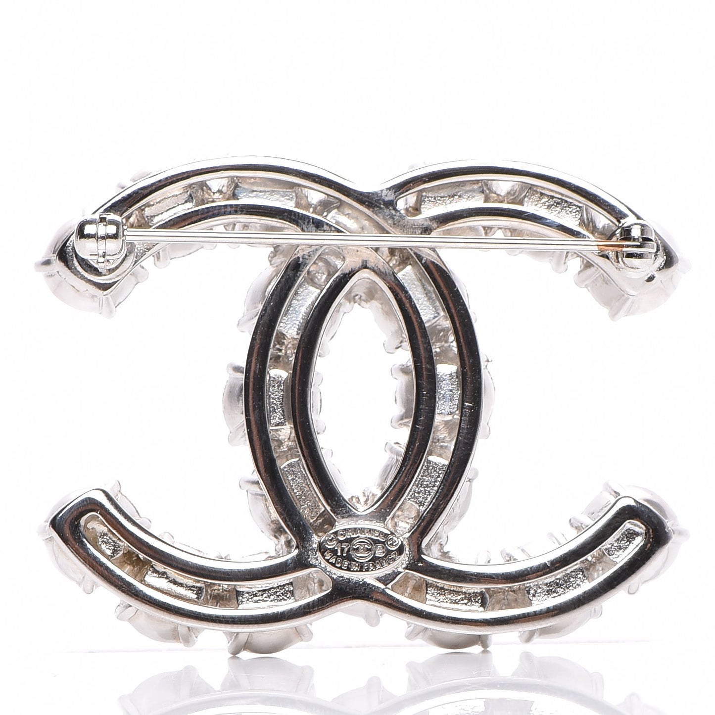 Ruthenium Pearl Crystal CC Brooch Dark Gray