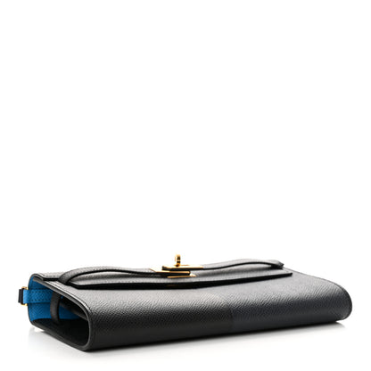 Hermes Epsom Casaque Kelly Wallet To Go Black Bleu Indigo Bleu Frida 4 of 12
