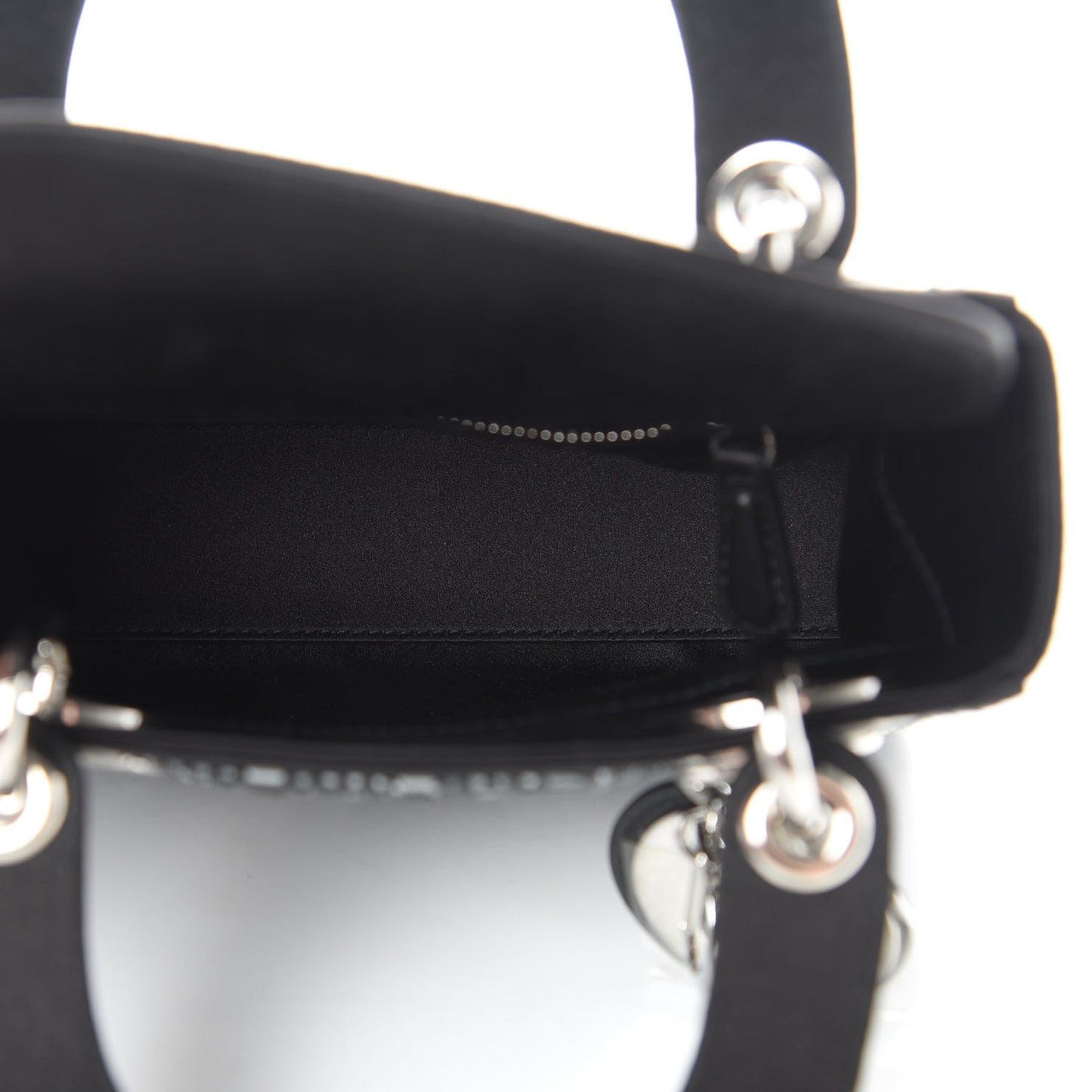 Satin Crystal Cannage Mini Lady Dior Black