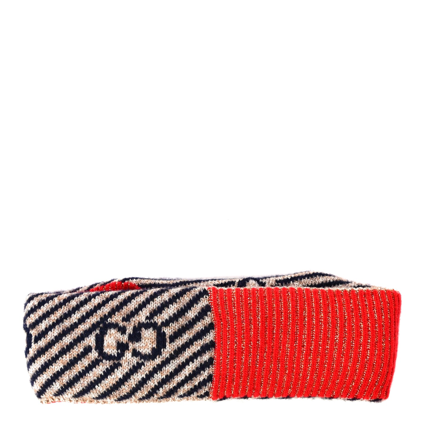 Wool Headband L Red Beige Blue
