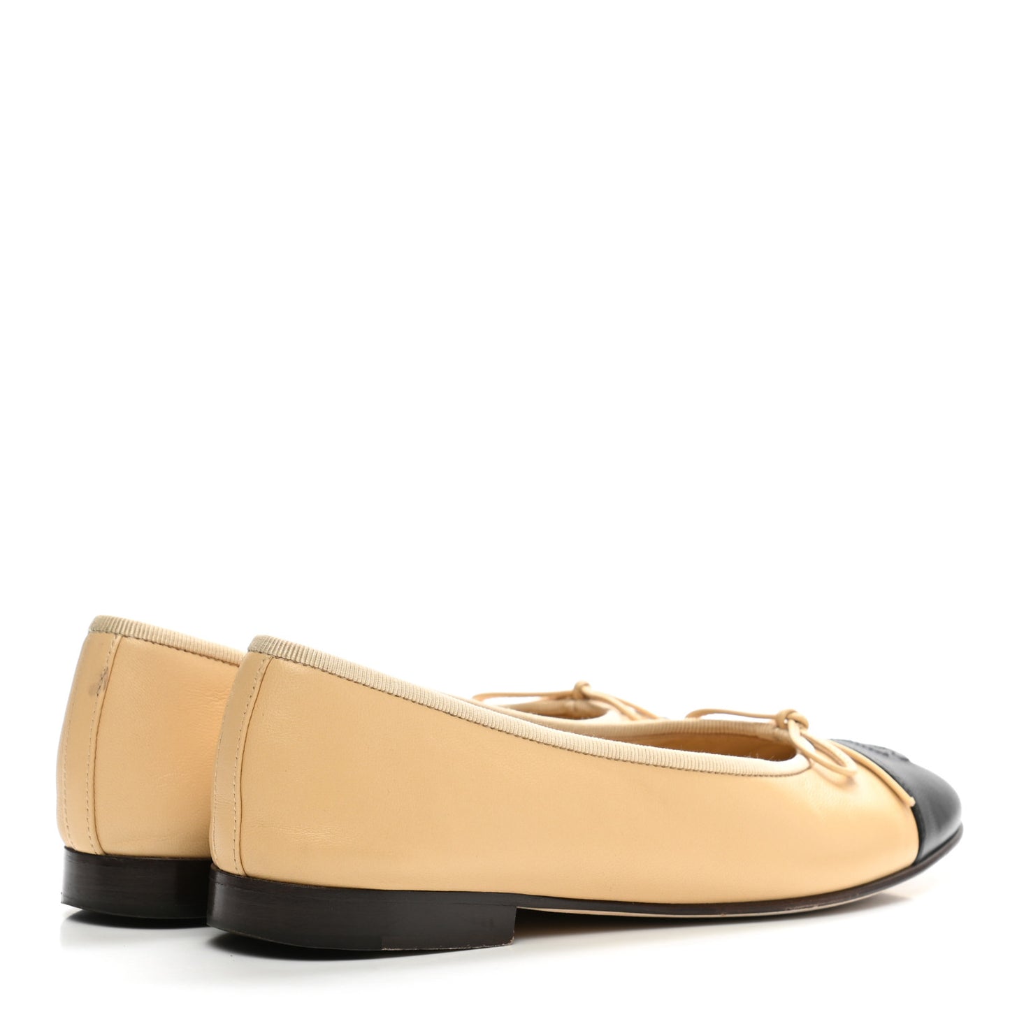 Lambskin Cap Toe CC Ballerina Flats 38 Beige Black