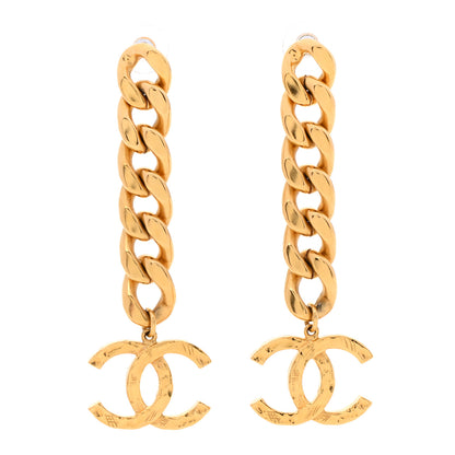 Chanel Metal CC Pick Drop Earrings Gold 1 of 5