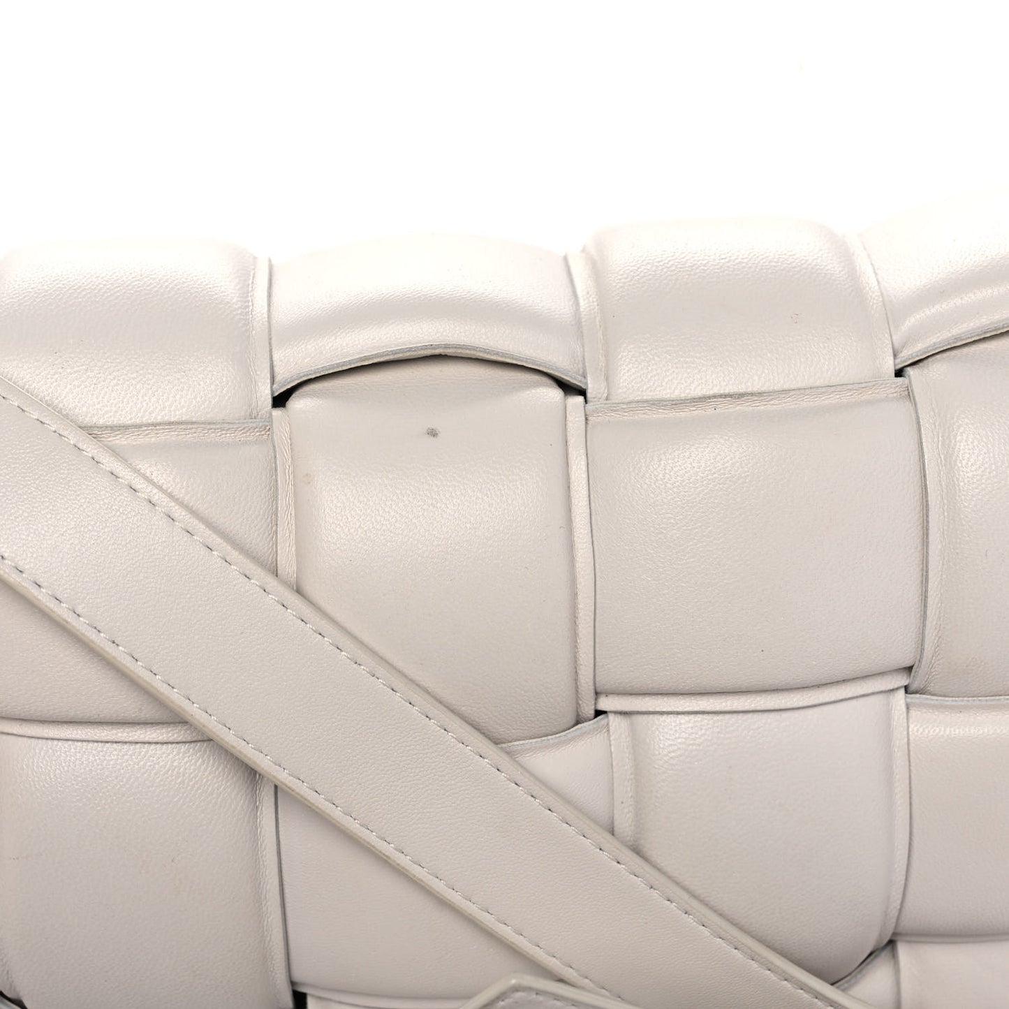 Nappa Maxi Intreccio Padded Cassette Crossbody Bag Chalk