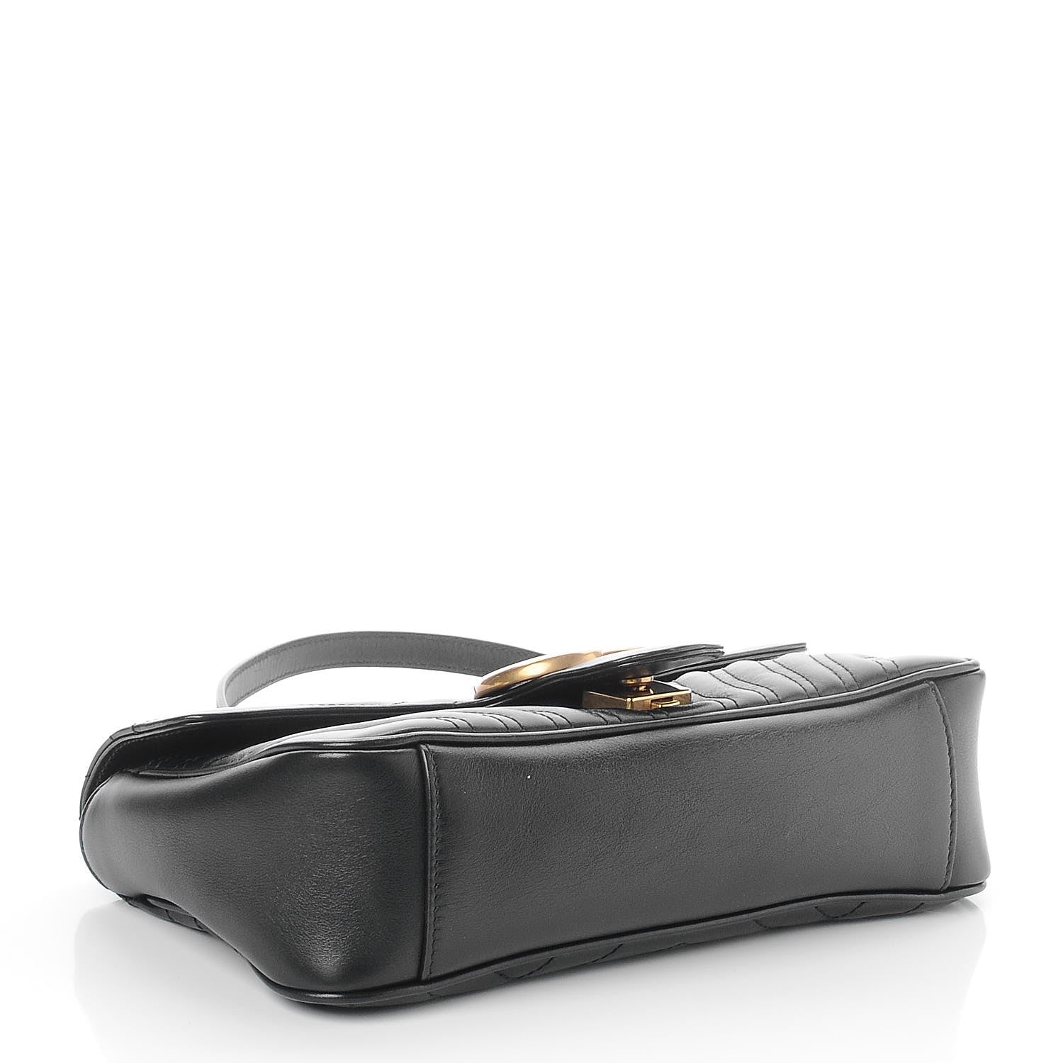 Gucci Calfskin Matelasse Small GG Marmont Shoulder Bag Black 5 of 8