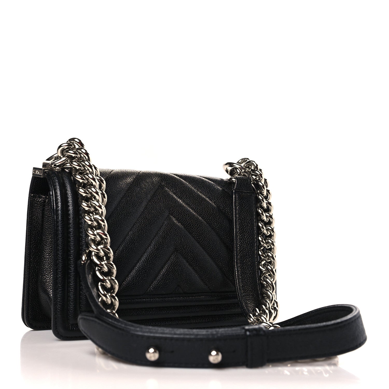 Chanel Caviar Chevron Quilted Small Boy Flap Black 3 of 9