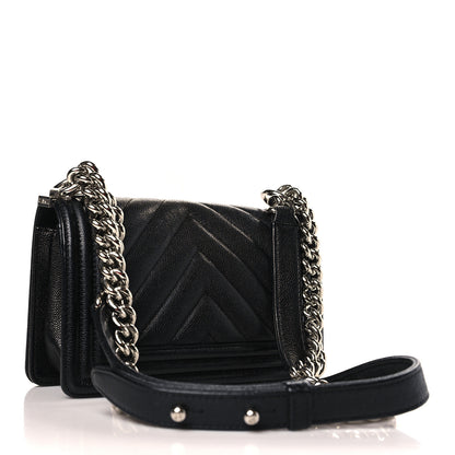 Chanel Caviar Chevron Quilted Small Boy Flap Black 3 of 9