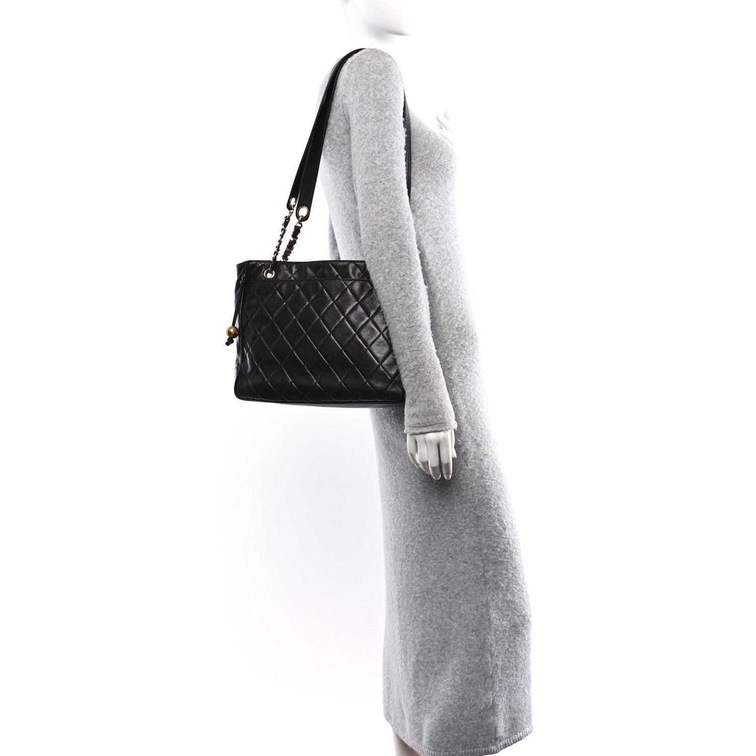 Chanel Lambskin Quilted Shopping Tote Dark Brown 2 of 12
