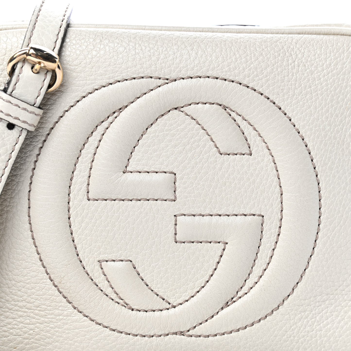 Pebbled Calfskin Small Soho Disco Bag Off White