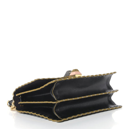 Fendi Vitello Liberty Scalloped Studded Small Kan I Shoulder Bag Black 4 of 9