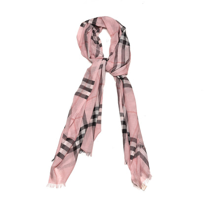 Burberry Wool Silk Gauze Giant Check Scarf Alabaster Pink 1 of 5