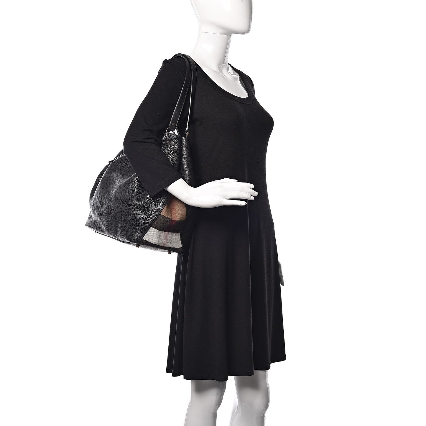 Grainy Calfskin House Check Medium Maidstone Black