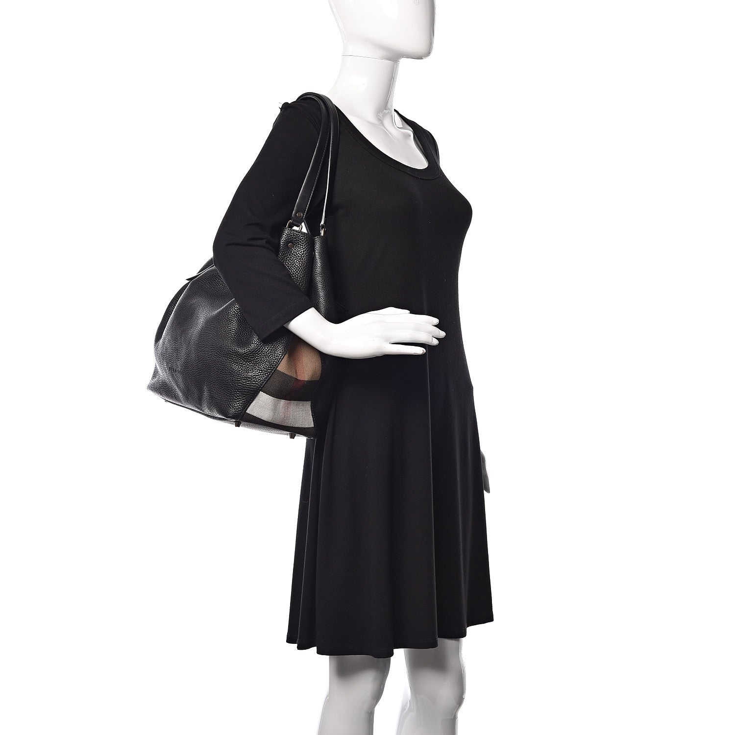 Burberry Grainy Calfskin House Check Medium Maidstone Black 2 of 8