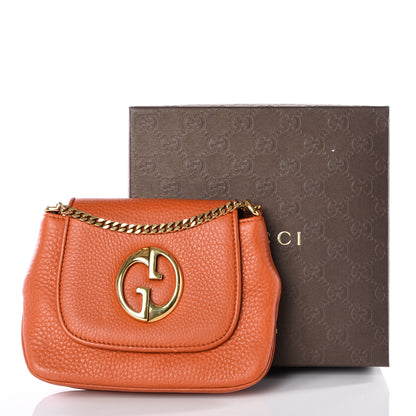 Gucci Pebbled Calfskin Small 1973 Chain Shoulder Bag Orange 9 of 9