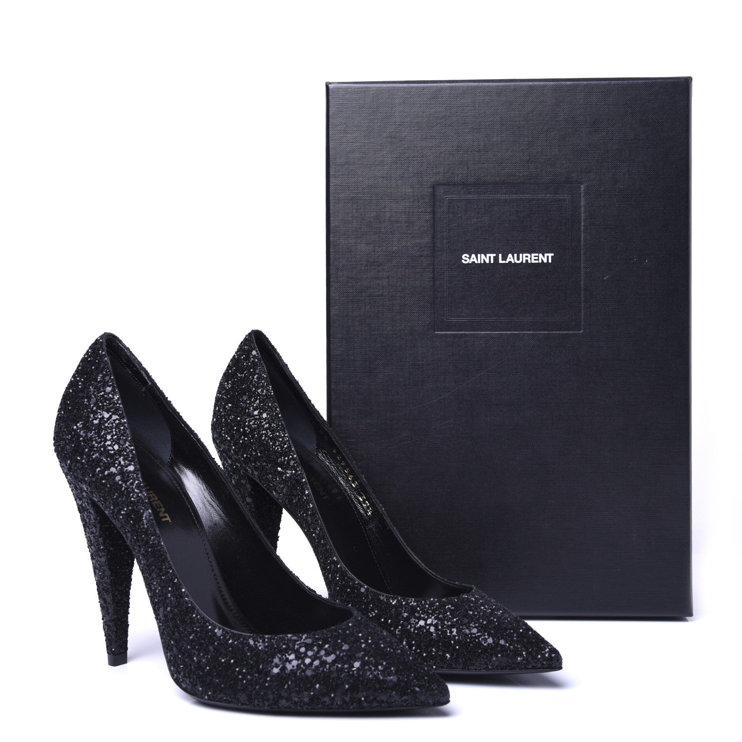 Saint Laurent Glitter Era Pumps 39.5 Black Silver 17 of 17
